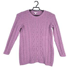 Womens J. Jill Purple Chenille Cable Knit Pullover Sweater Long Sleeve Size S
